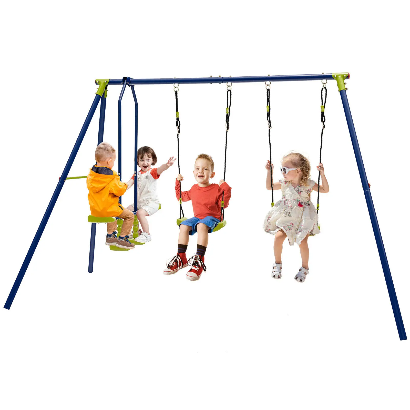 

Babyjoy 440 lbs Swing Set 2-in-1 Kids Swing Stand w/Two Swings & One Glider for Backyard