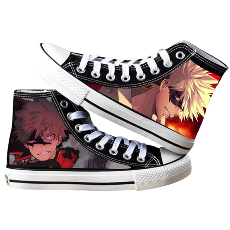 Sport Shoes Boku No My Hero Academia Midoriya Izuku Deku Bakugou Katsuki Todoroki Shoto Cosplay Printed High Top Canvas Shoes