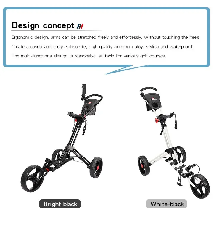 Chariot de golf multifonction portable, chariot léger à 3 roues