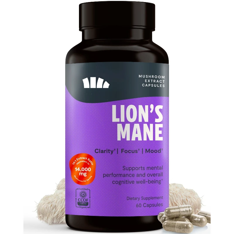 

Lion Mane, Turkey Tail, Ganoderma Lucidum, Cordyceps Sinensis, 8-in-1 Mushroom Supplement Overall Health Support 60 Capsules