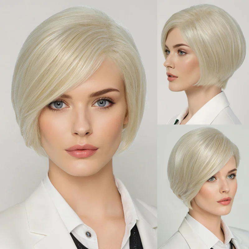 

European and American , fashionable golden short women's , fluffy head coverings, bob hair wigs