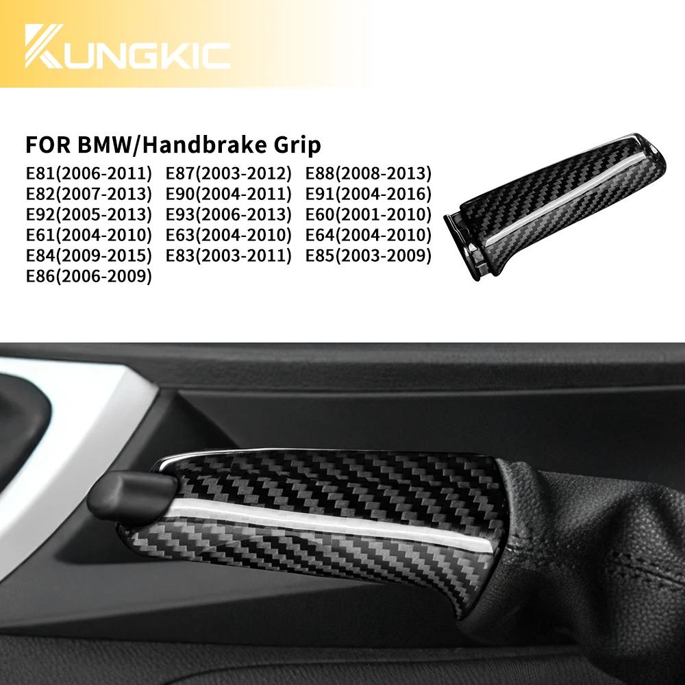 Real Carbon Fiber Car Handbrake Grips Cover Trim for BMW E60 E90 E91 E92 E93 E86 E87 E81 E61 E88 E63 E64 E87 E82 E85 Accessories