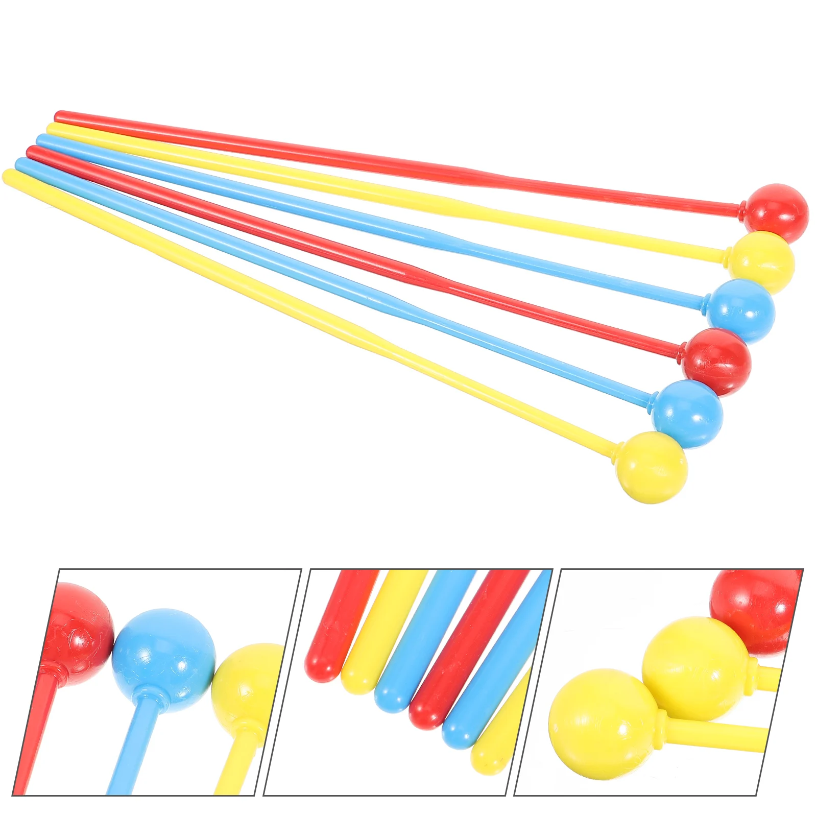 

3 Pairs Multicolor Drum Sticks Marimba Drumsticks Percussion Mallet French Mallets Wood Child