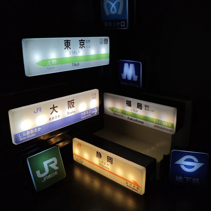 Ímãs de Geladeira de Linha de Metrô, Letreiro Luminoso Criativo de Minimercado, Quadro de Exibição, Modelo de Brinquedo Magnético Tóquio Osaka, Caixa de Luz Luminosa de Plástico