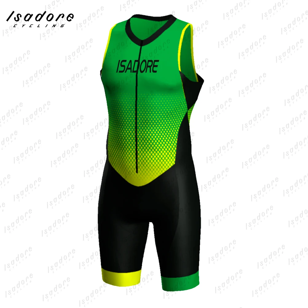 ISADORE-Sleeveless Triathlon Skinsuit for Men, MTB Cycling Jumpsuit, Running Bike, One Piece Clothes, Summer