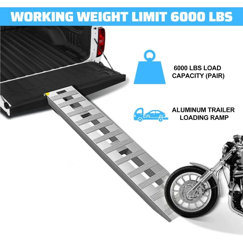 79.62 "X 14.87" X 2.5 "Ramp Aluminium 6000 LBS Perak Truk Trailer Kait Ujung Pisau Kaki 1 Pasang 2 Landai