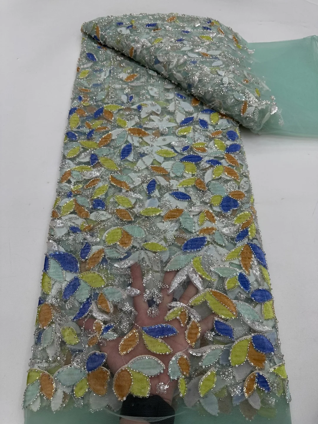 

Высококачественная африканская кружевная ткань с бисером, нигерийская бархатная кружевная ткань с пайетками для свадебных платьев, французский стиль, для шитья, 2026 год