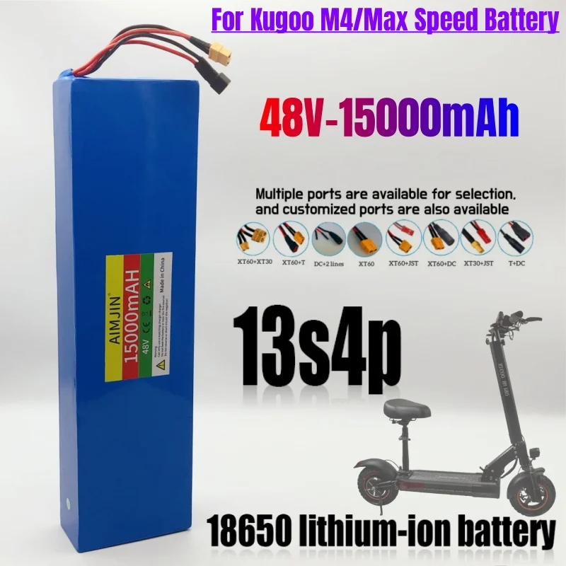 48V 18650 lithium-ion battery 48V 15Ah 1000W 13S4P lithium-ion battery pack for 54.6V for Citycoco BMS electric scooters