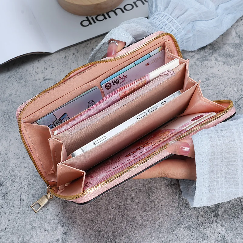 Ladies Holding Long Wallet Handbag Multi-function Card Bag Mobile Phone Bag Change Lady Purse