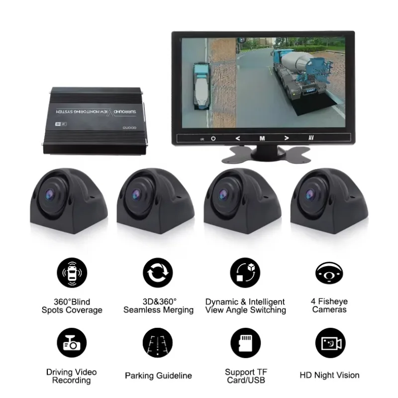 

Suitable for heavy-duty vehicles, four-way forklifts, 360 camera truck parking sensors, panoramic parking camera system