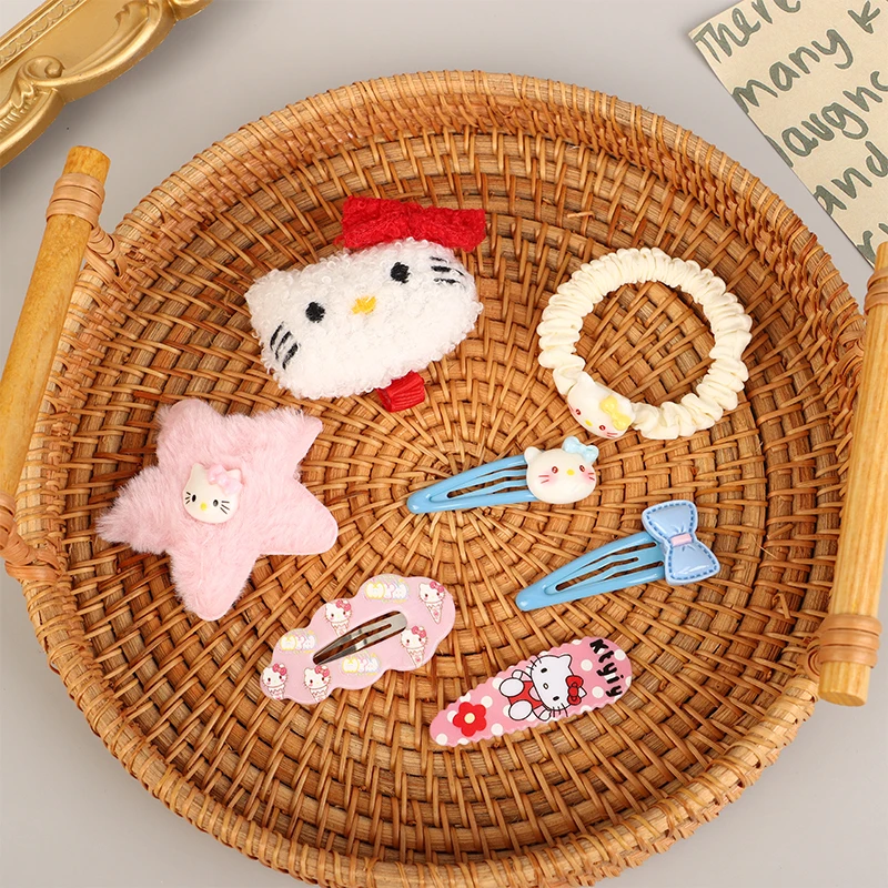 6/12/19/21Pcs Sanrio Hair DIY Accessories Suit Hair Clip Hello Kitty Hairpin For Girls Children Clip