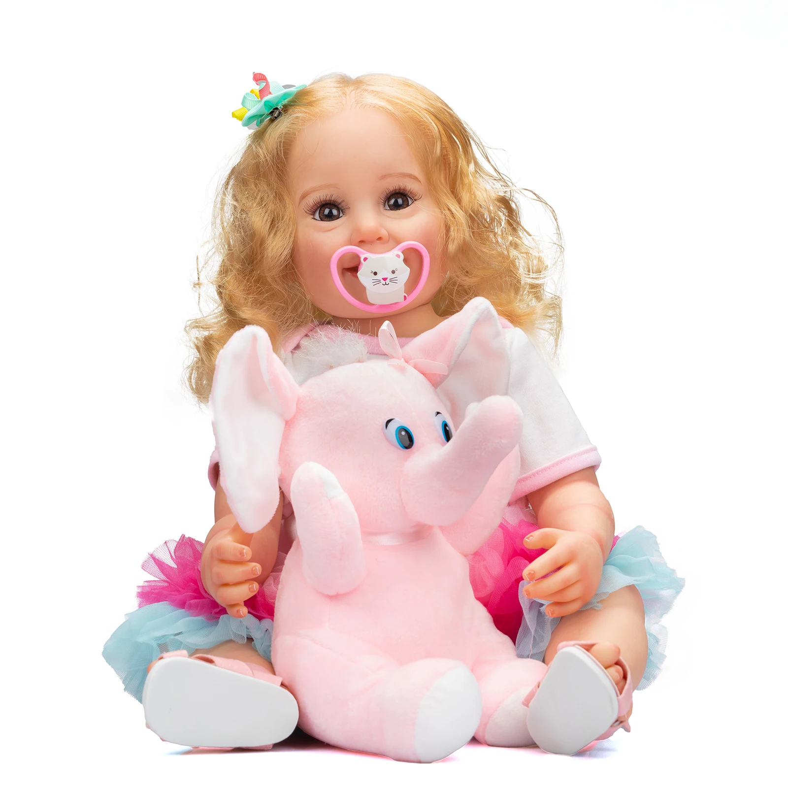 NPK 22'' High Quality Handmade Lifelike Full Body Soft Vinyl Reborn Baby   Cammi Smile Doll  Doll Gifts for Children