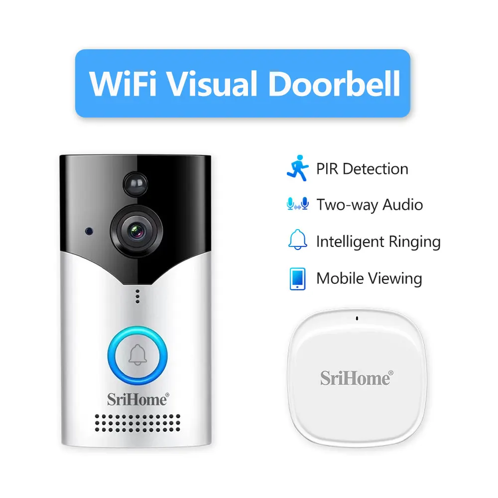 Srihome DH002 4MP 1440P Low Comsunption WIFI IP Doorbell Video Door Phone Intercom System Peephole Viewer Door Camera