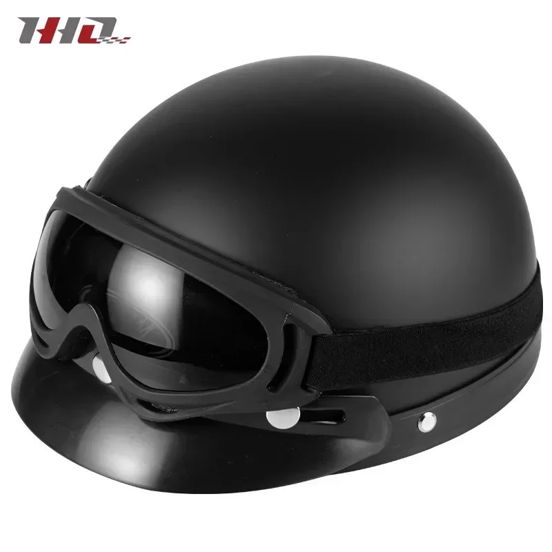 خوذة نصف جلدية كلاسيكية مع حماية للأذن والرقبة - خوذة أمان لركوب الدراجات لجميع المواسم