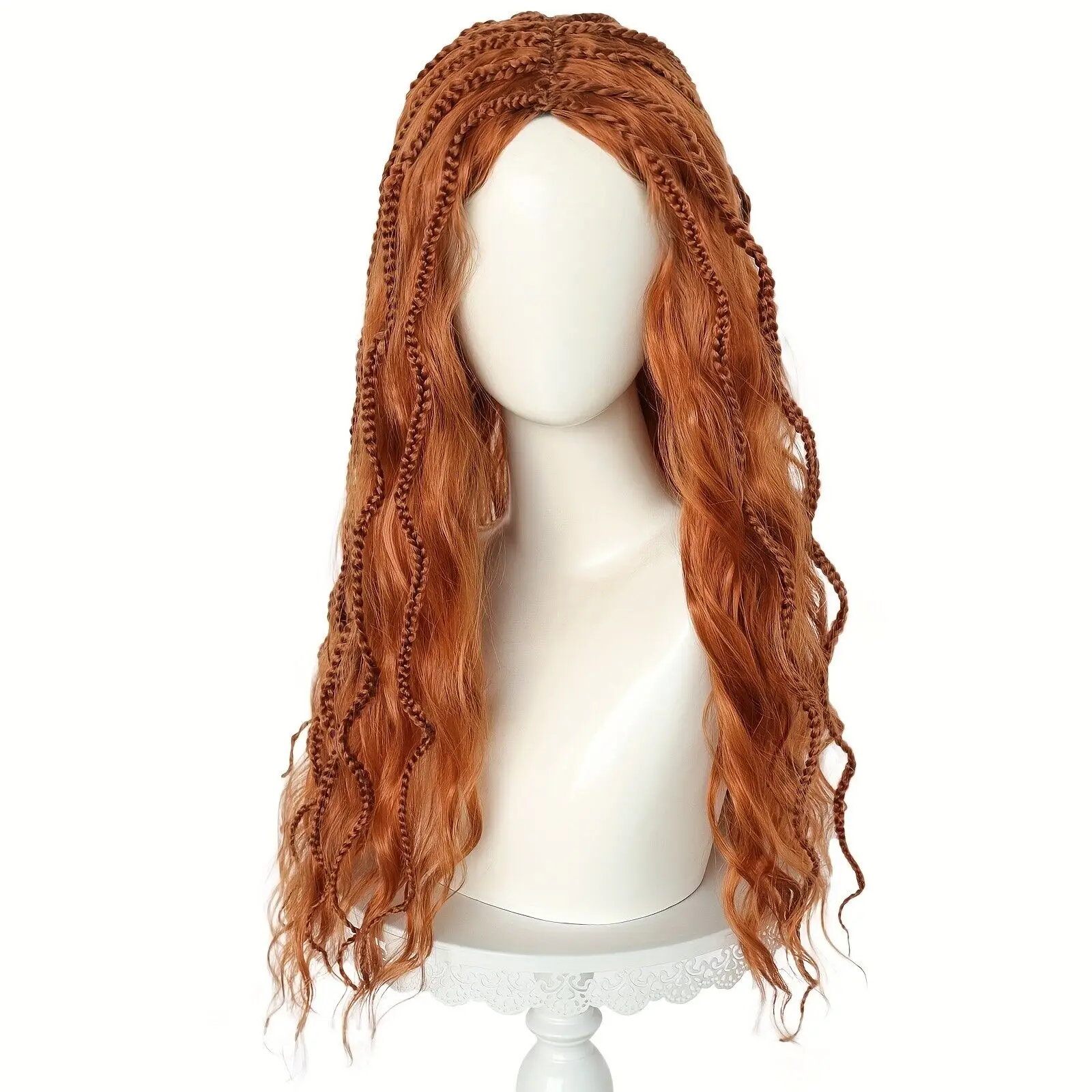 

Anime Wig Synthetic Hair Long Wavy Orange Wig Mermaid Cosplay Wig For Halloween