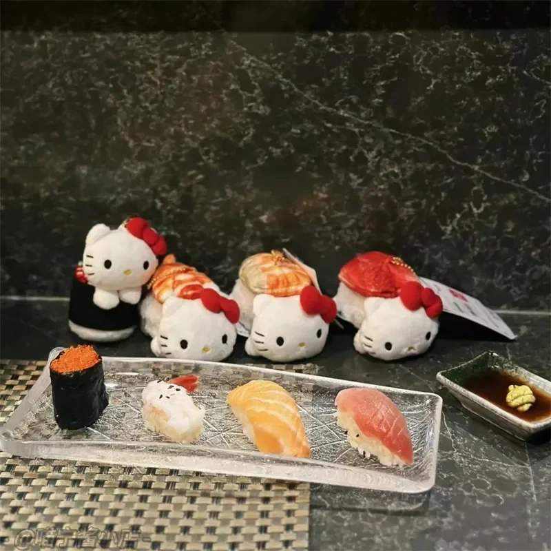 سانريو السوشي قلادة مرحبا كيتي سمك السلمون الحلو الروبيان التونة حقيبة قطيفة قلادة المفاتيح زينة السيارات الحلي الهدايا #2