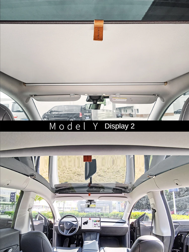 for Tesla Model 3 Y S X Glass Roof Sun Shade Retractable Sunshade Sun Visor UV Protection Shading Cover Gray Sunroof Protector