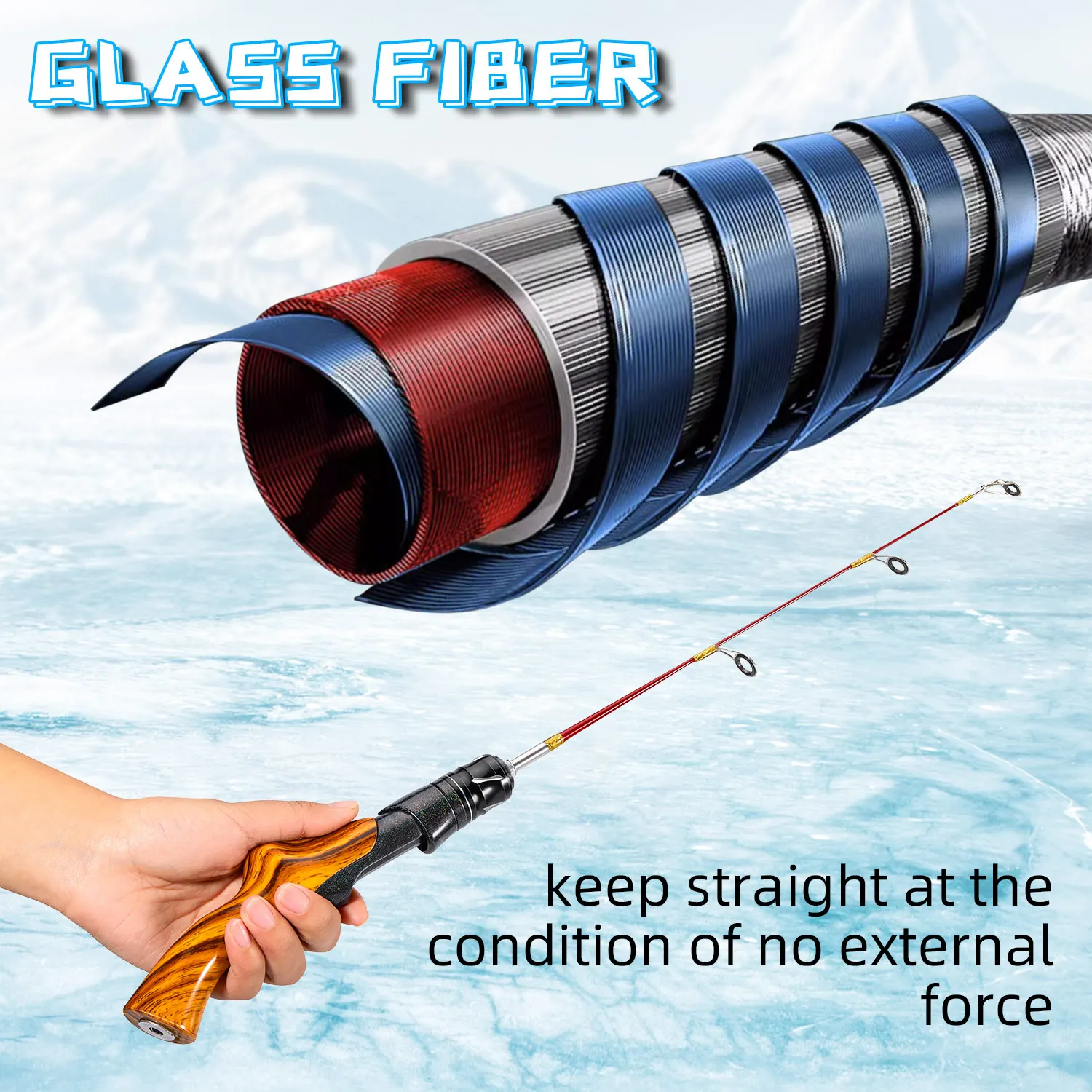 Sougayilang Ice Fishing Rod 2 Sections High Carbon Fiber Ice Rods with Power Two Rod Tips Max Drag 8Kg Fishing on The Ice image 4