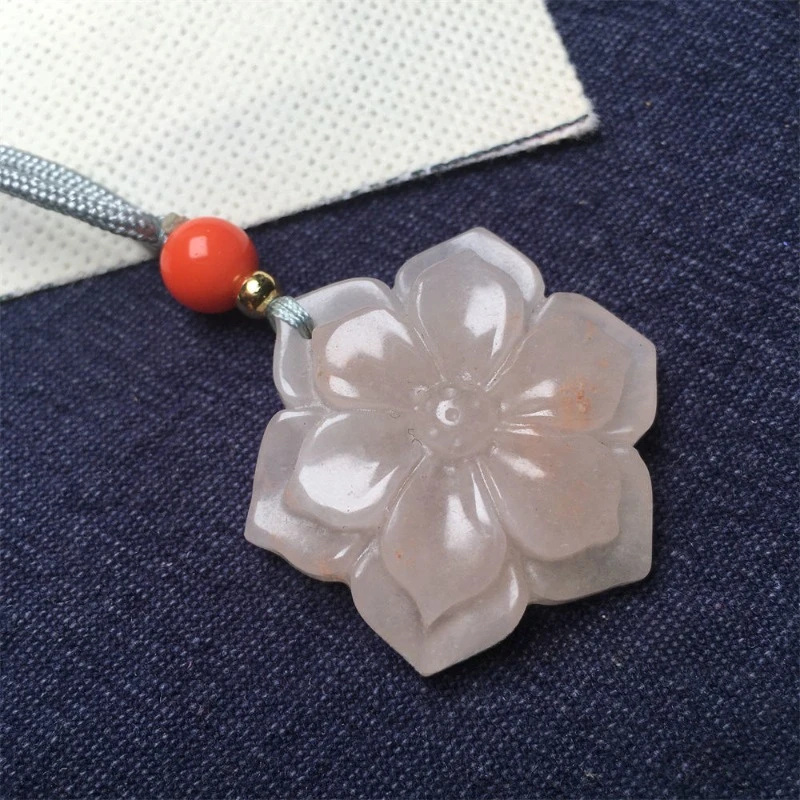 Golden Silk Jade Violet Bauhinia Flower Pendant