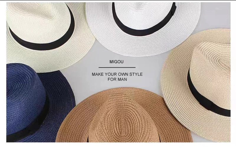 Große Größe 56-58 59-60 cm Neue Natürliche Panama Stroh Hut Sommer Männer Frauen Breite Krempe strand UV Schutz Fedora Sonnenhut Großhandel – Detail 35