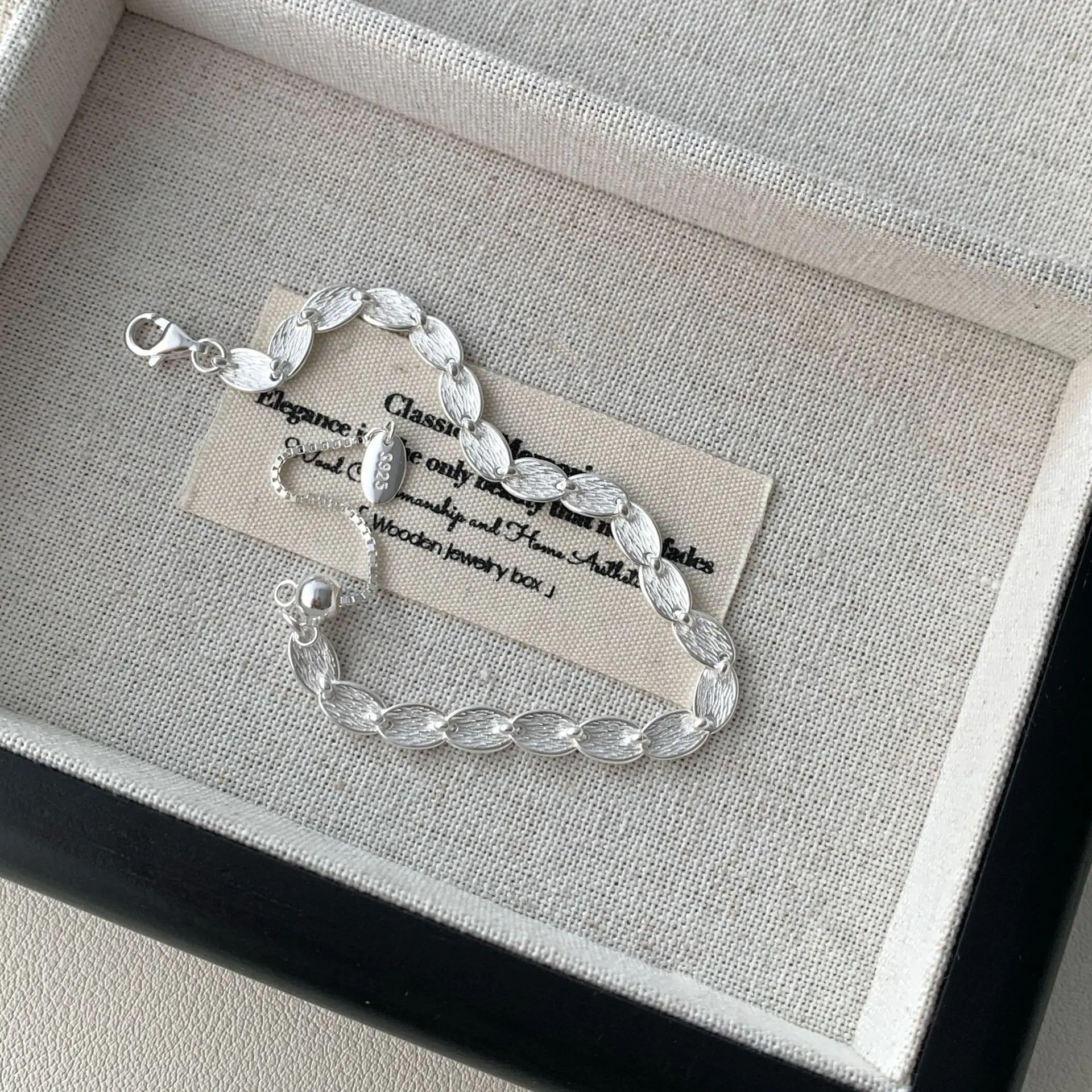 S925 Sterling Silver Matte Doudou Scale Bracelet Female Korean Simple Niche Design High-end Retro Ins