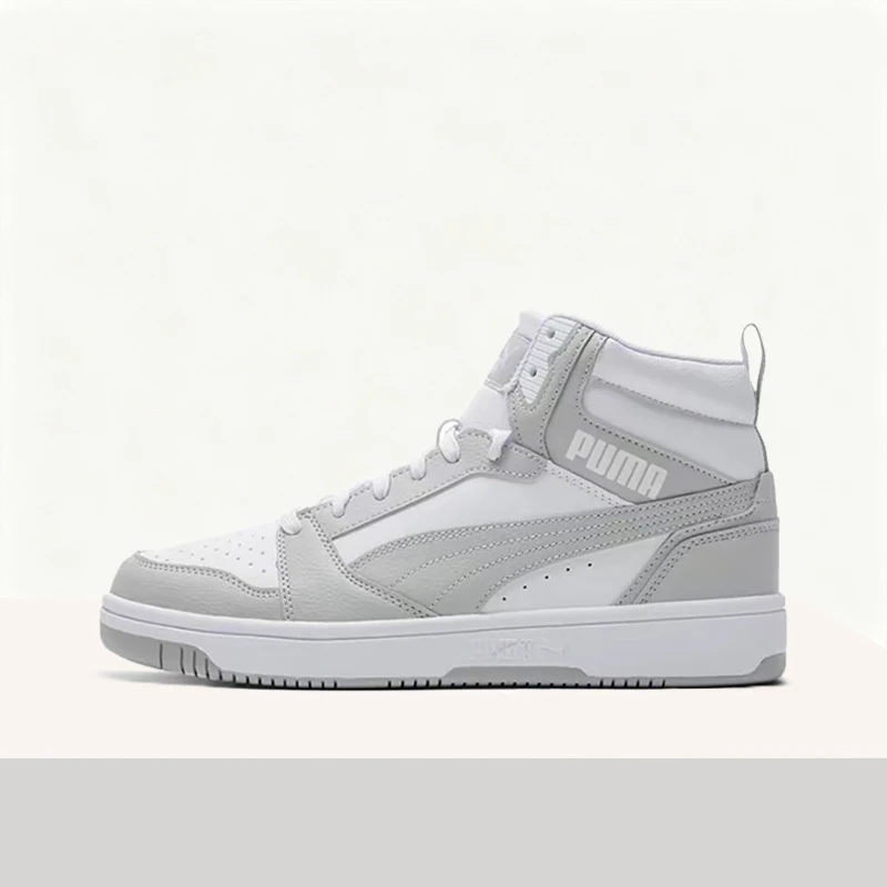 Puma Rebound V6: Minimalist, Versatile, Durable, Cushioned, and Supportive High-Top Sneakers (Unisex) in Light Gray 392326-05