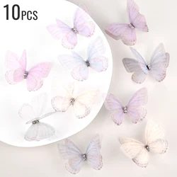 10/20pcs Butterfly Appliques Mesh Organza Fabric For DIY Sewing Craft Hairband Hair Clip Headwear Clothing Decoration