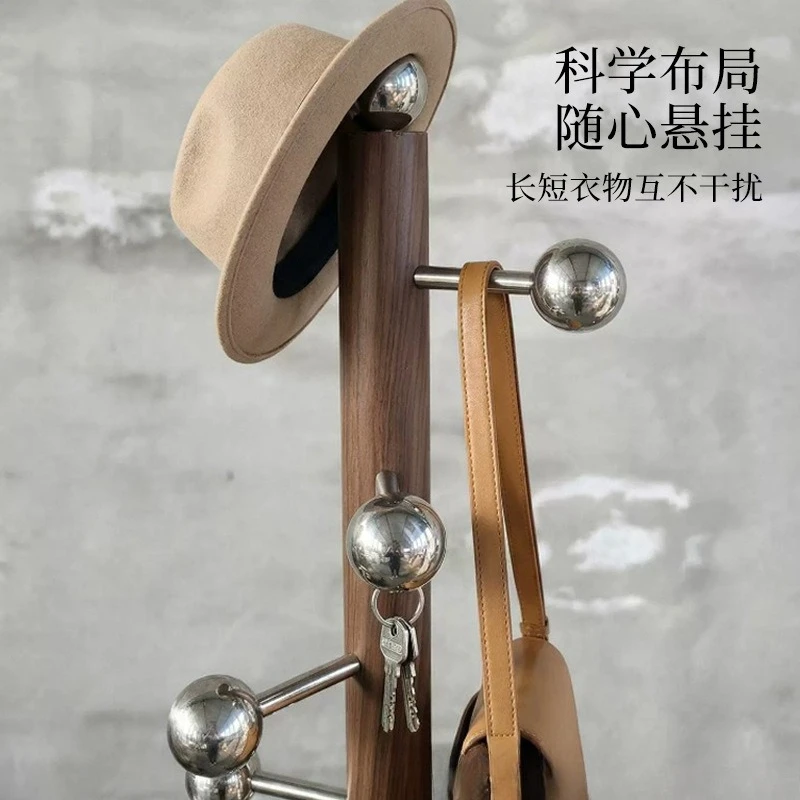Stainless steel light luxury retro coat rack floor-to-ceiling household entrance hanging bag hanging