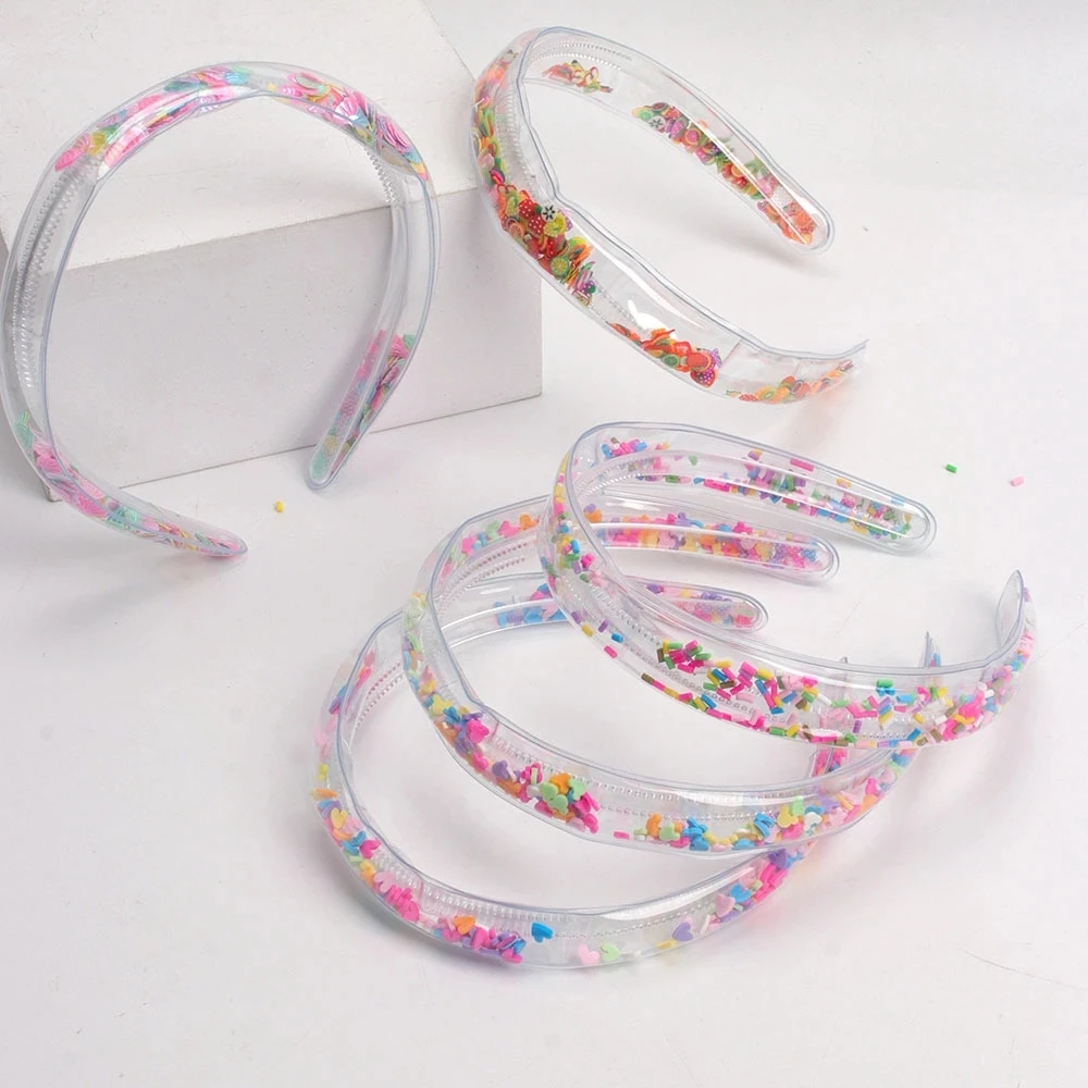 Nieuwe Quicksand Hoofdband Kinderen Transparante Pvc Sequin Shell Fruit Cartoon Meisje Bezel Hoepel Haaraccessoires