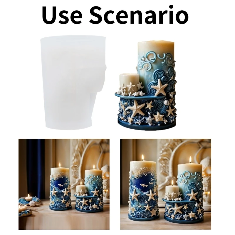 Molde silicona para velas y yeso perfumado, molde joyería con temática oceánica