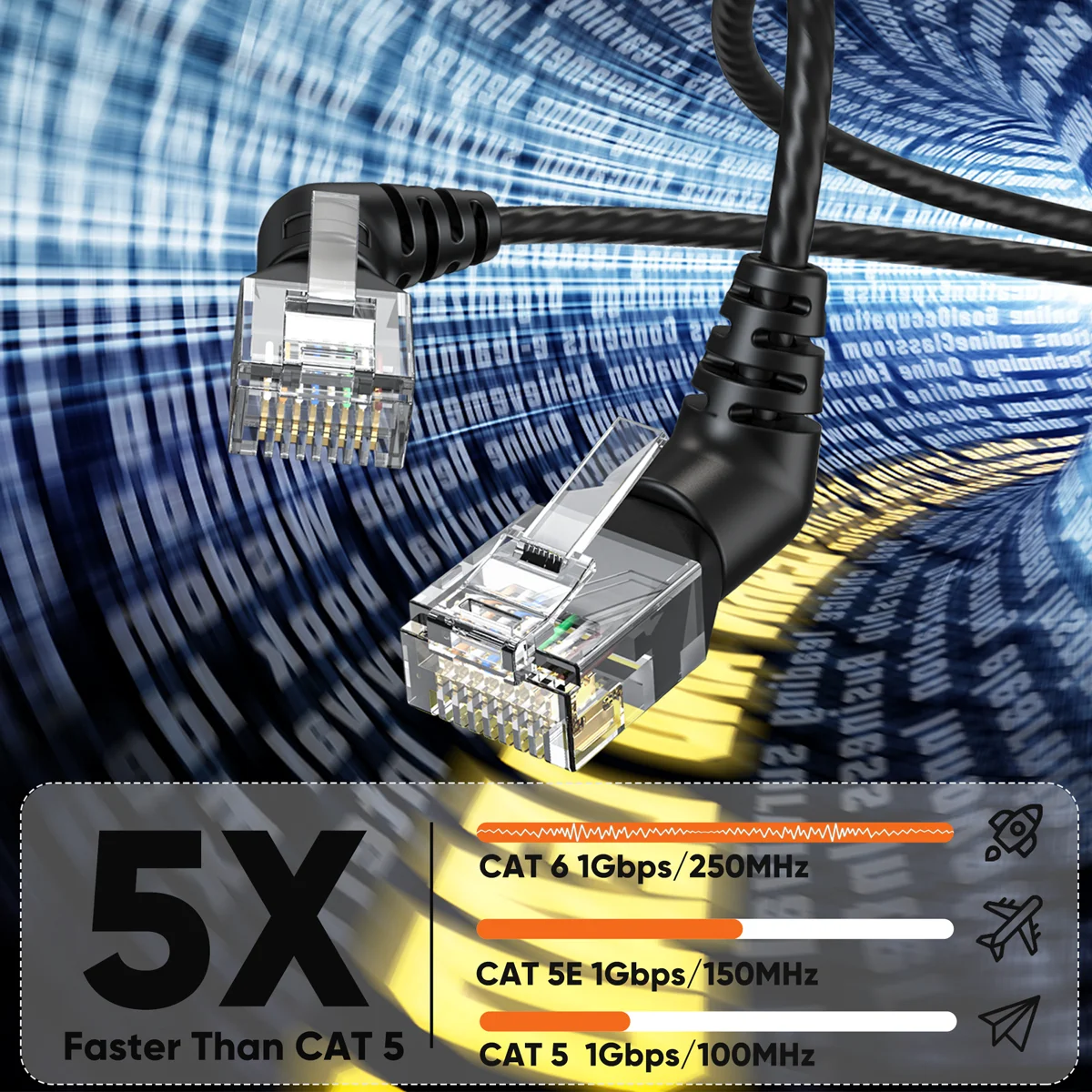 CableCreation CAT6A Ethernet Cable 10Gbps 500MHz 360° Rotating RJ45 Snagless Patch Cord, 32AWG Slim Computer Network Wire
