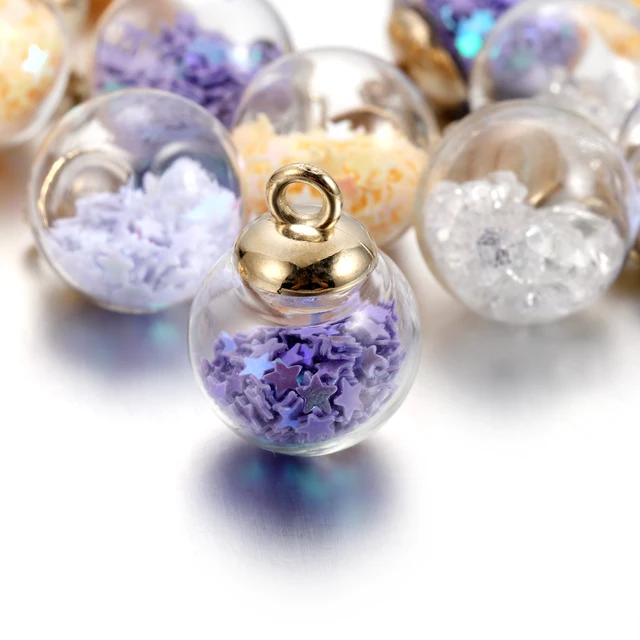 10 sztuk Charms gwiazda cekiny przezroczysta szklana kula 16mm wisiorki rzemiosło dokonywanie ustaleń ręcznie robiona biżuteria DIY na kolczyki naszyjnik