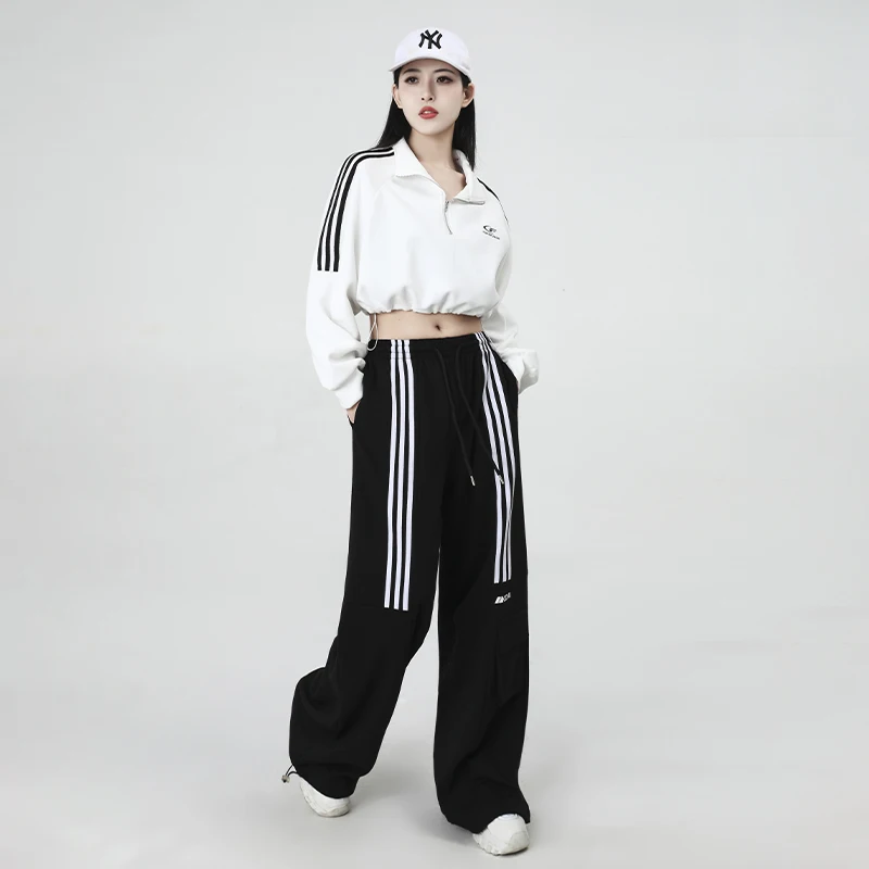 طقم رقص فيتن للنساء، زي أداء الجاز للطالبات، ملابس لفعاليات نهاية العام من القطن المرن