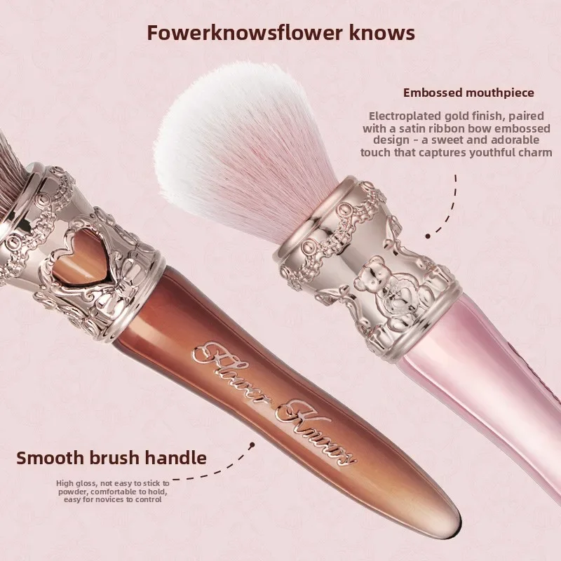 แปรงปัดแก้มทรงกลม Flower Knows Sweetie Bear Collection ขนแปรงนุ่ม ใช้งานง่าย เครื่องมือแต่งหน้า