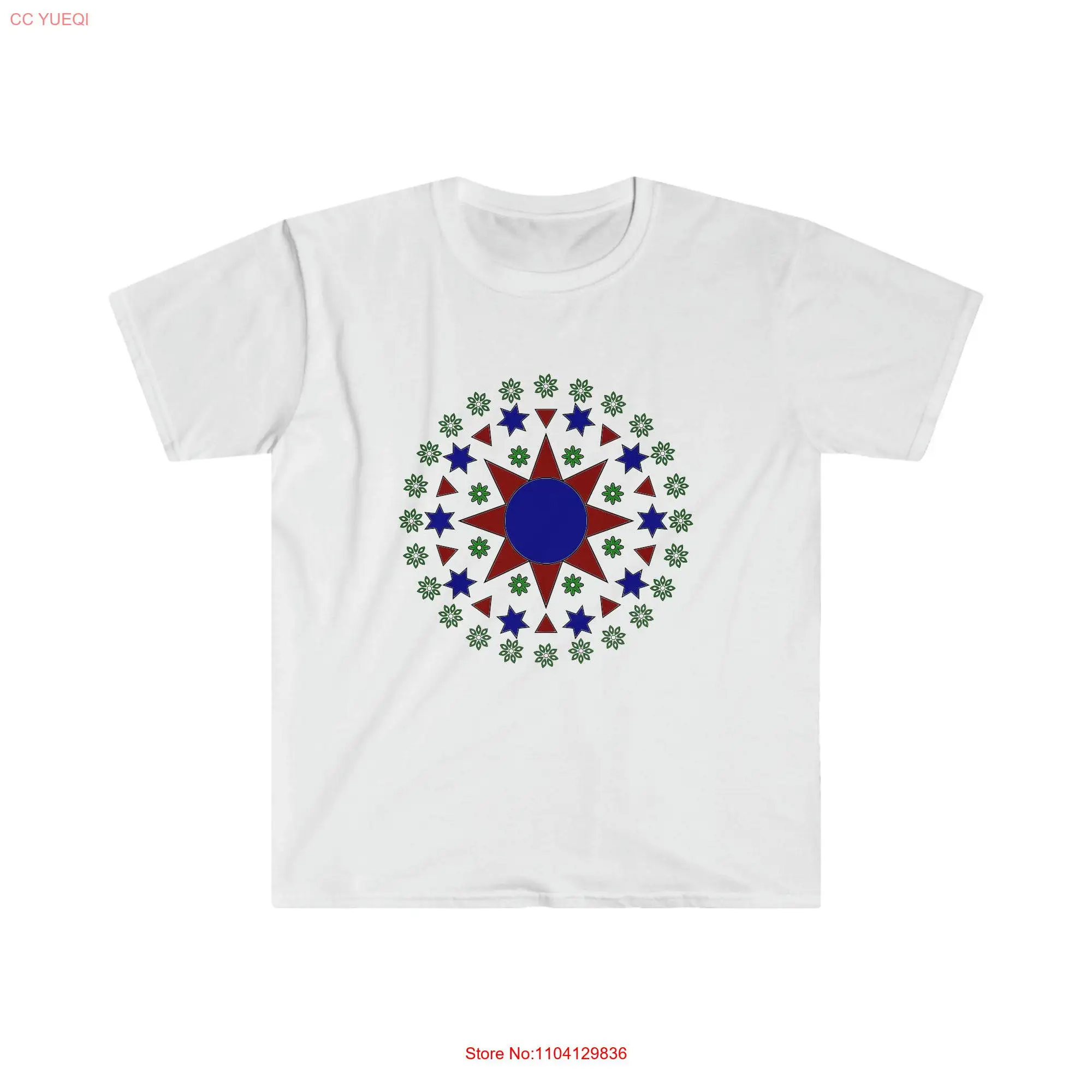 Geometric Pattern Star Flower T Shirt for Friends and Family long or short sleeves