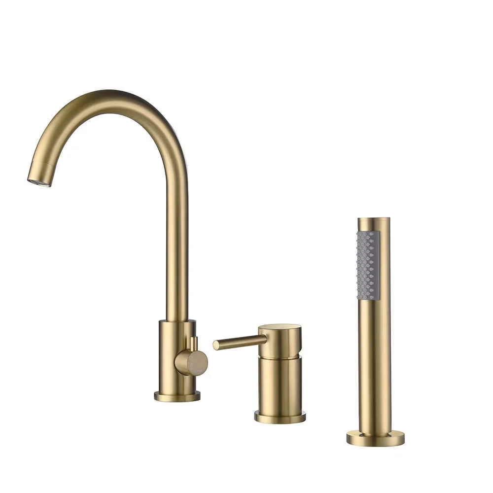 

Bathroom Tap and Faucet High Quality Brass Body Valve Core Bathtub Vanity Faucets 3 Hole Basin Mixer Tap