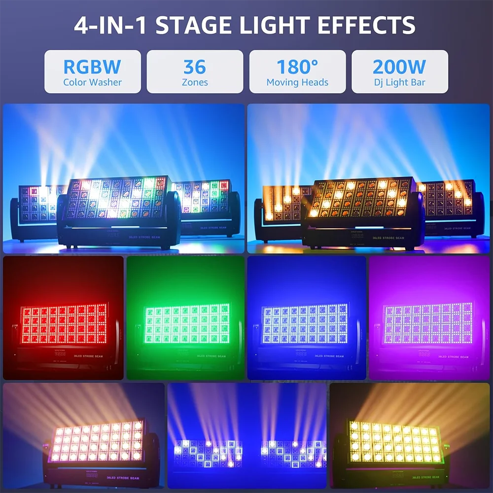 Led rgb 3in1 feixe de luzes estroboscópicas controlador dmx movendo a cabeça super brilhante dj discoteca barra lavagem estroboscópica efeitos iluminação palco