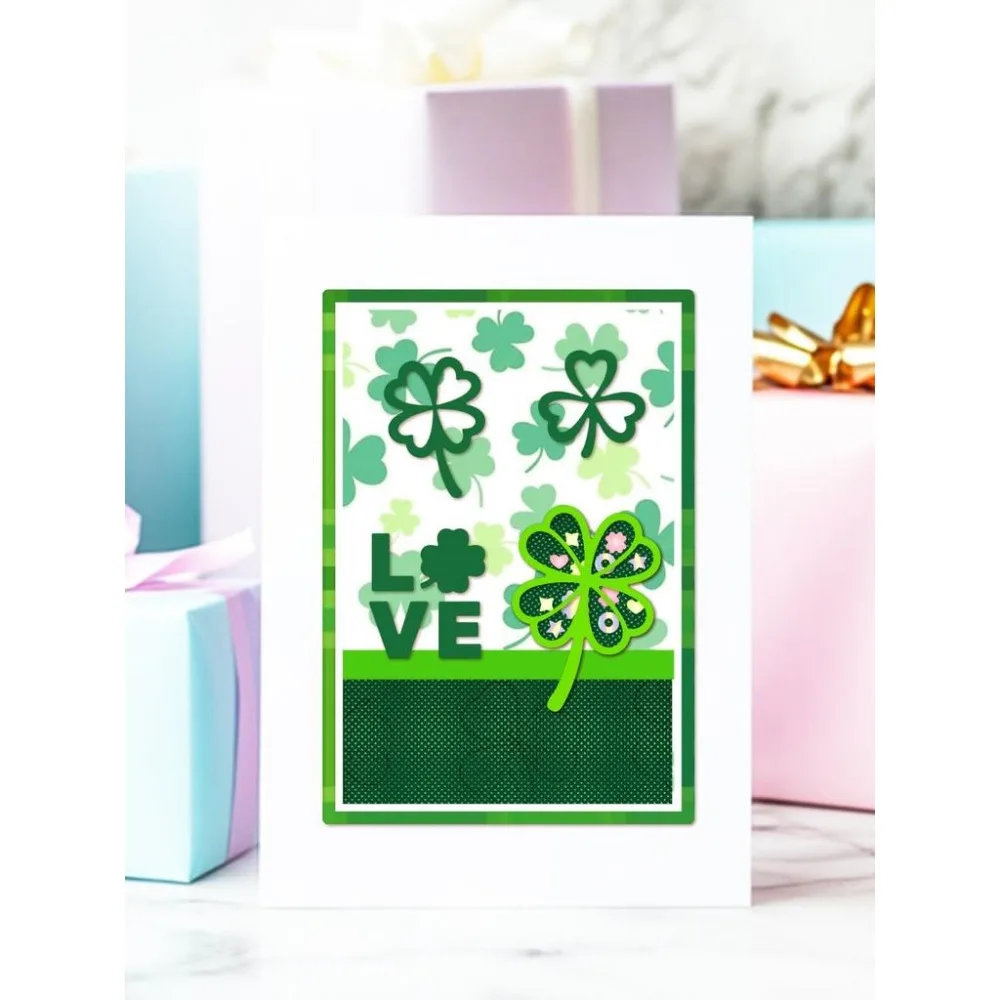 1Pc Saint Patrick's Day Shamrock DIY Embossing Stencil Clover Carbon Steel Cutting Dies Stencils Embossing Folders 160x110x0.8mm