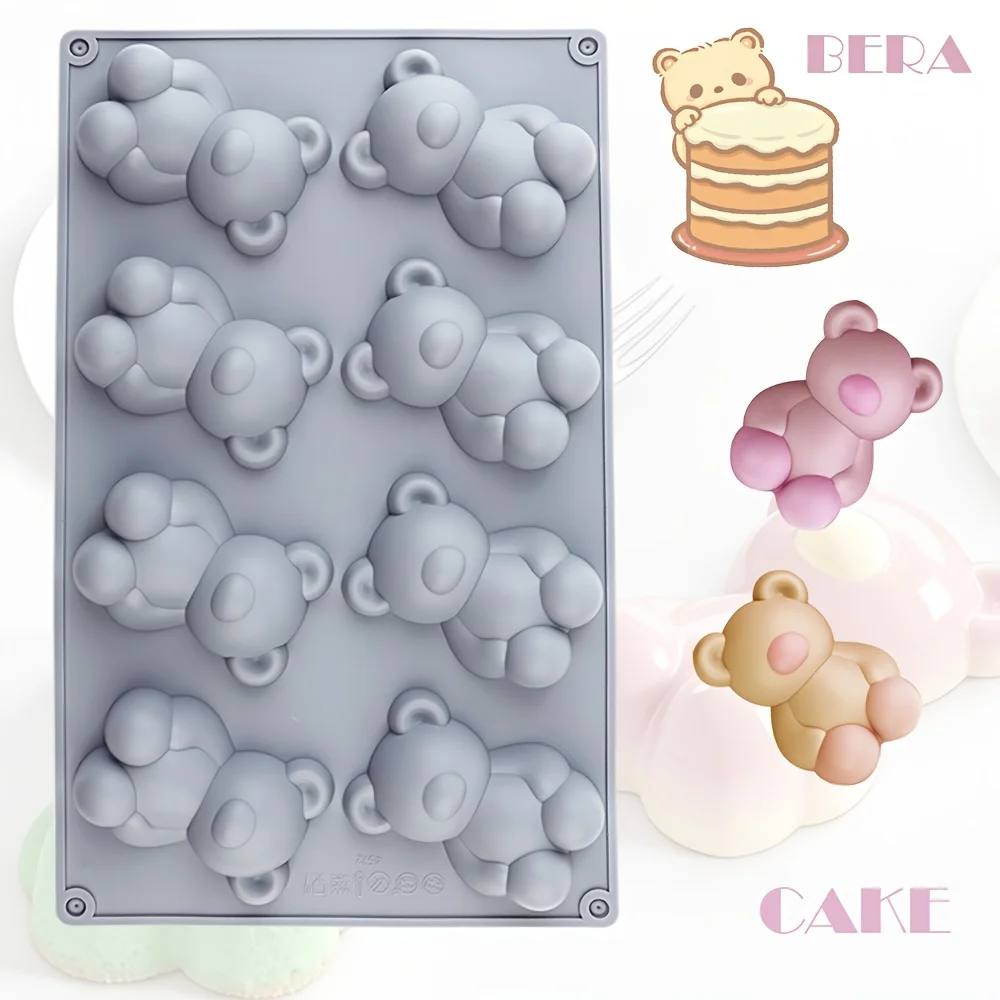 Forma de Silicone em Formato de Urso Fofo, Molde para Assar que Pode Ser Usado para Fazer Chocolate, Bolos, Pudins, Gelatinas, Doces de Urso em Desenho Animado, Decorações de Bolo, Velas de Urso, Sabonetes Artesanais, Artesanato e Outros Utensílios de Coz