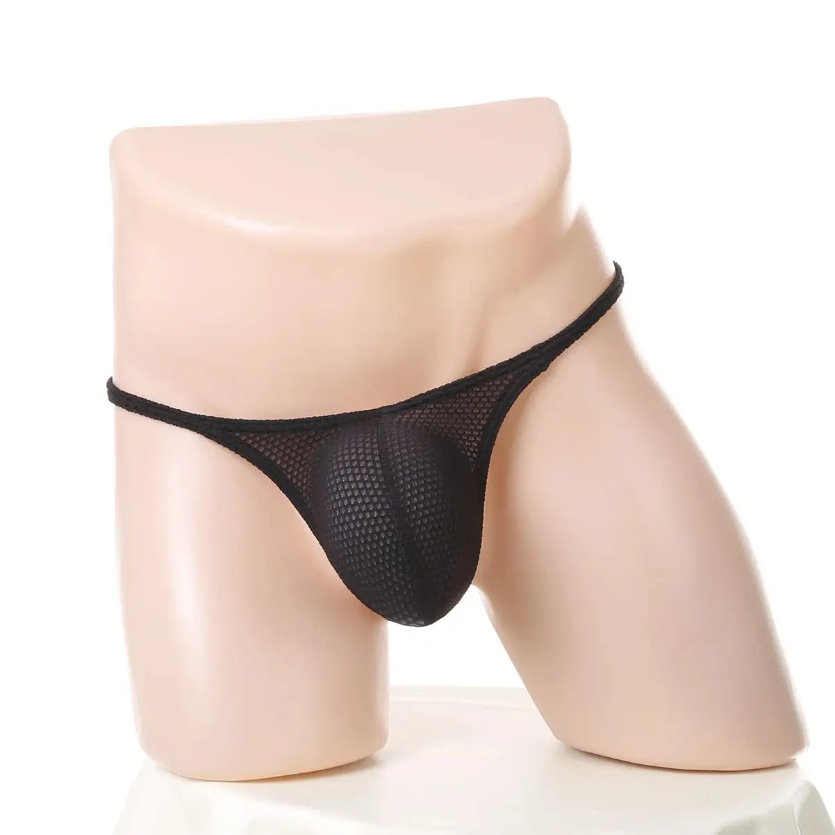 Men Fluorescent Bikini Thongs Mesh Comfortable G-String Swimsuit Hombre Bulge Pouch T-Back See Through Beachwear Breathable