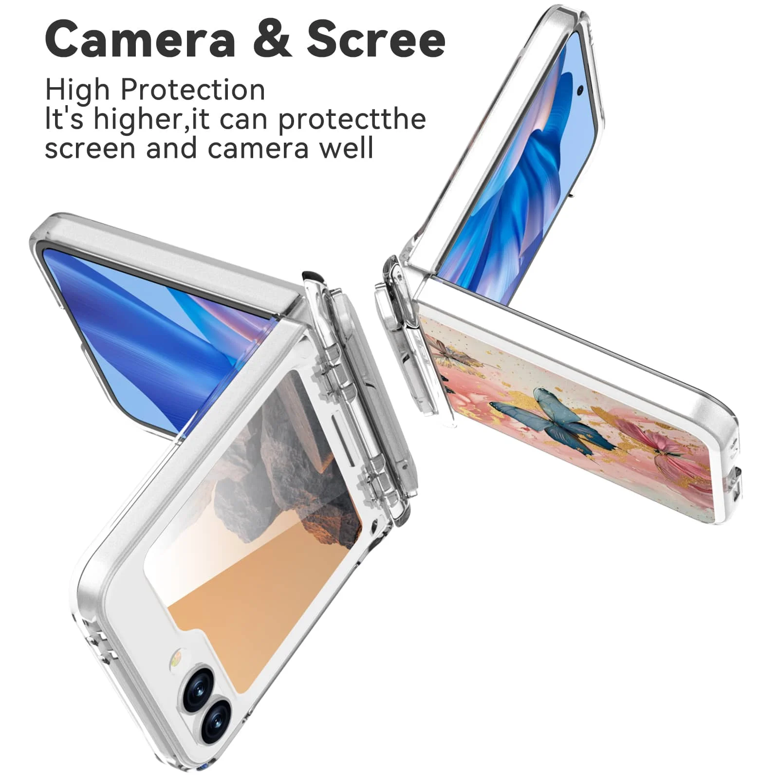 for Samsung Galaxy Z Flip 6 Case with [Built-in Front Screen Protector] [Kickstand],Cute Colorful Floral Pattern Design Cover