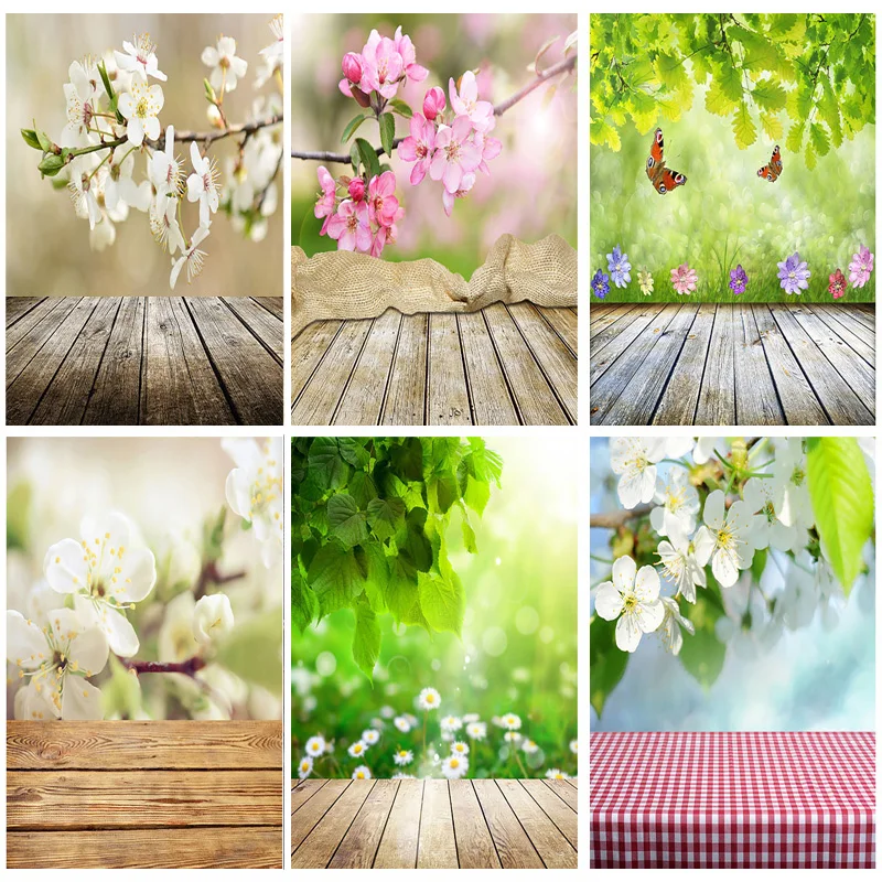 

Vinyl Custom Photography Backdrops Props Flower Wooden Floor Landscape Photo Studio Background 22326 HMB-01