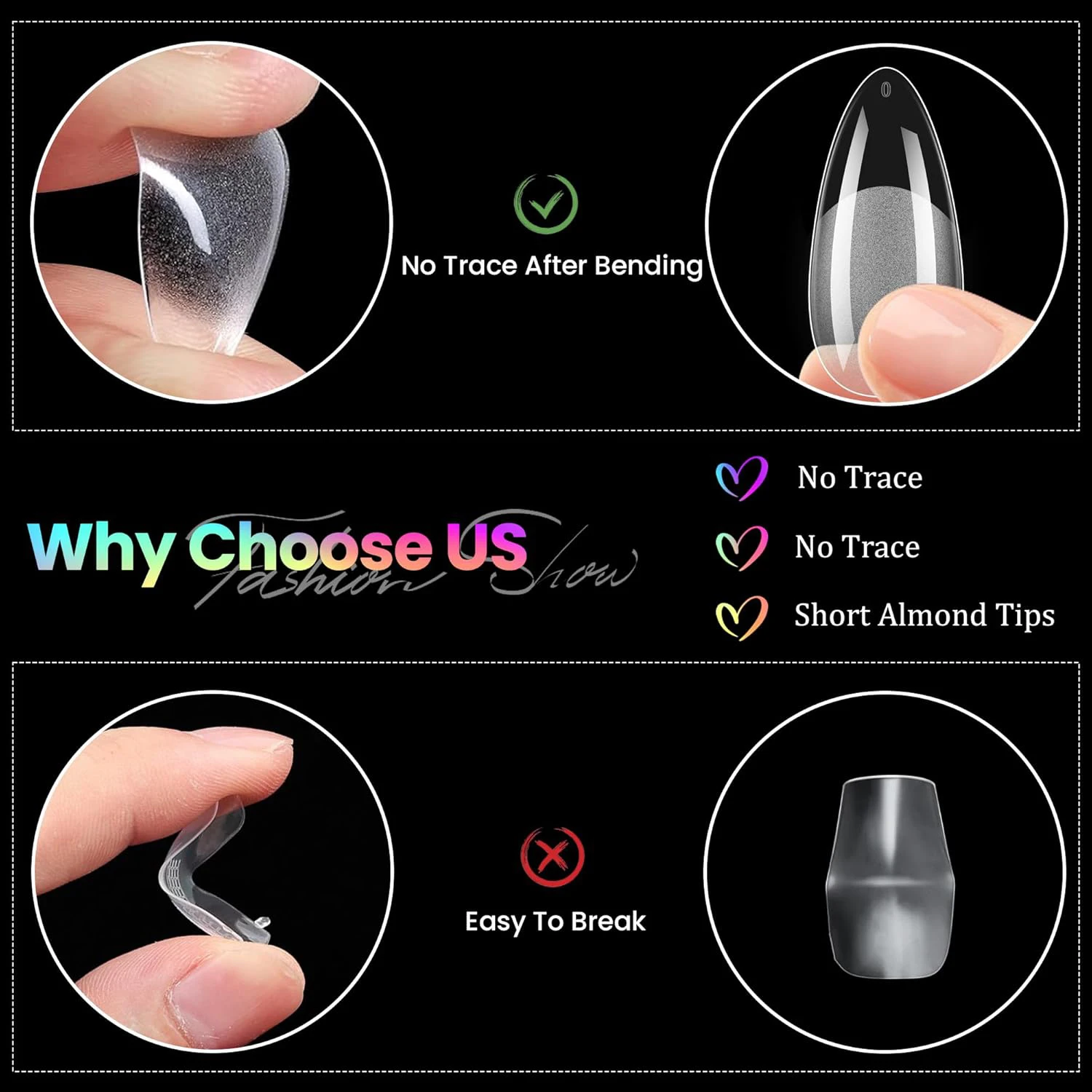 120PCS OPP Cornici e articoli da esposizione di copertura Presse sulle punte delle unghie Stiletto Mandorla Piazza Bara Francese Falso Soak Off Gel Punte di estensione delle unghie Capsula