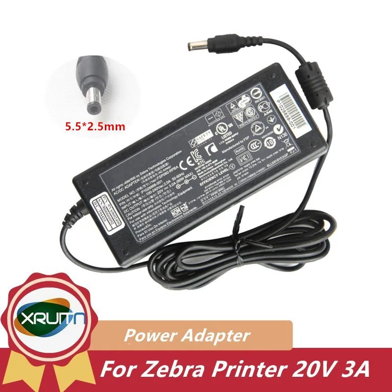 

Genuine AC Adapter Charger 20V 3A FSP FSP060-RPBA SAWA-66-30020 For ZEBRA LABEL BARCODE PRINTER TLP-2844 888TT LP2824 TLP2844-Z