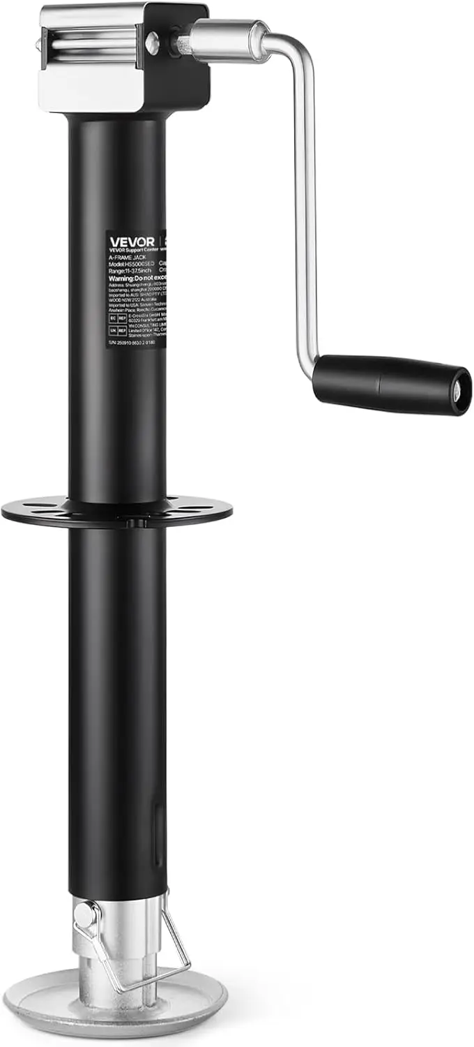 

Домкрат-опора для прицепов типа A-Frame, грузоподъемность 5000 фунтов, вертикальный ход 15 дюймов, регулируемая опорная нога и гнездо для крепления к прицепу, для прицепов-фургонов, универсальных прицепов, прицепов для яхт