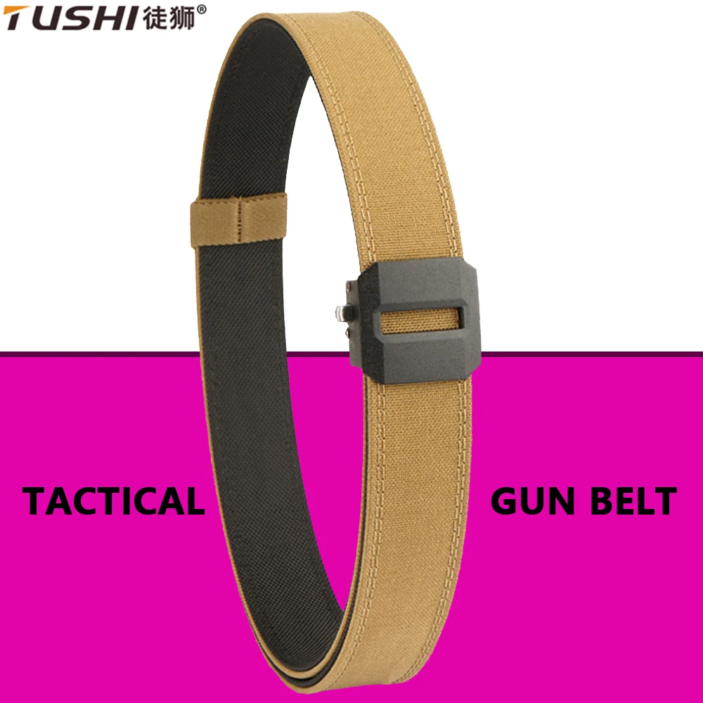 

TUSHI Men's Hard Nylon Woven Tactical Belt Canvas Belts Automatic Buckle Strap Fashion Training Military Belt Sports Girdle Male