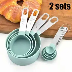 1set Measuring cup and spoon set, stainless steel, suitable for dry and liquid ingredients
