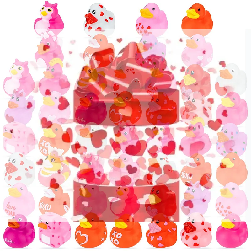 

Набор из 5 резиновых уточек ко Дню святого Валентина, забавные виниловые игрушки-утки для игр в воде, для вечеринки в честь Дня святого Валентина, детского праздника