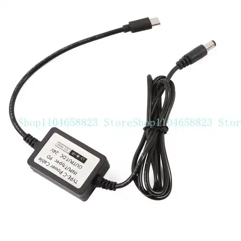 USB TypeC 20V to DC24V 5.5x2.1mm Power Cable 12V 15V 20V In 24V Out for 24V Cameras and Speaker Led Lights Power Supply