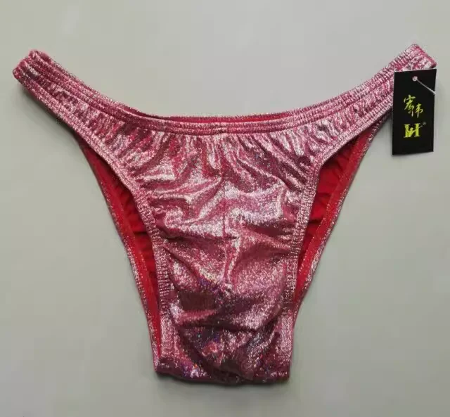 

Men's Bodybuilding Trunks Shiny Fabric Competition Briefs Bodybuilding Fitness Shorts
